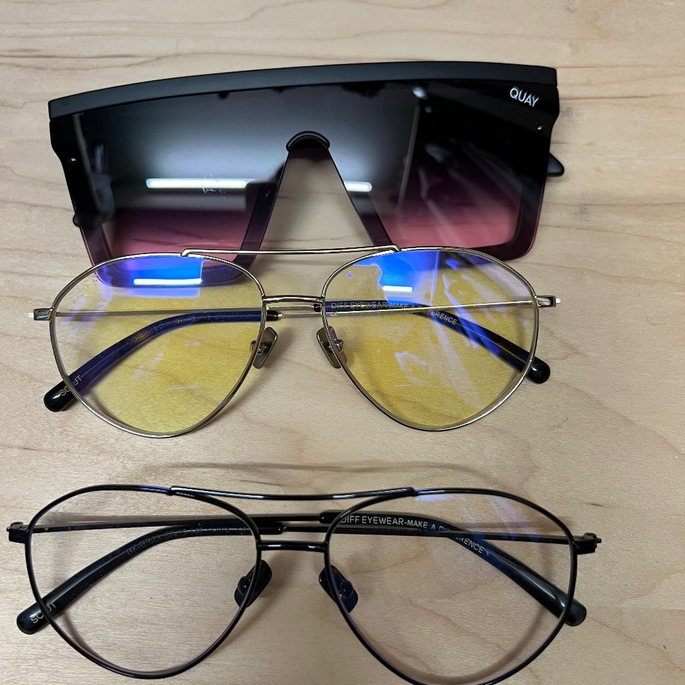 Set of three quay & diff eye glasses